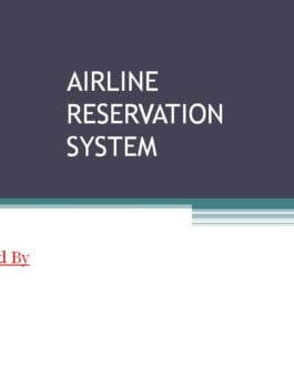 Airline Reservation System – Project Presentation Synopsis