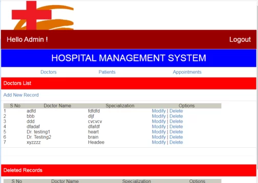 Hospital Management System - PHP Project