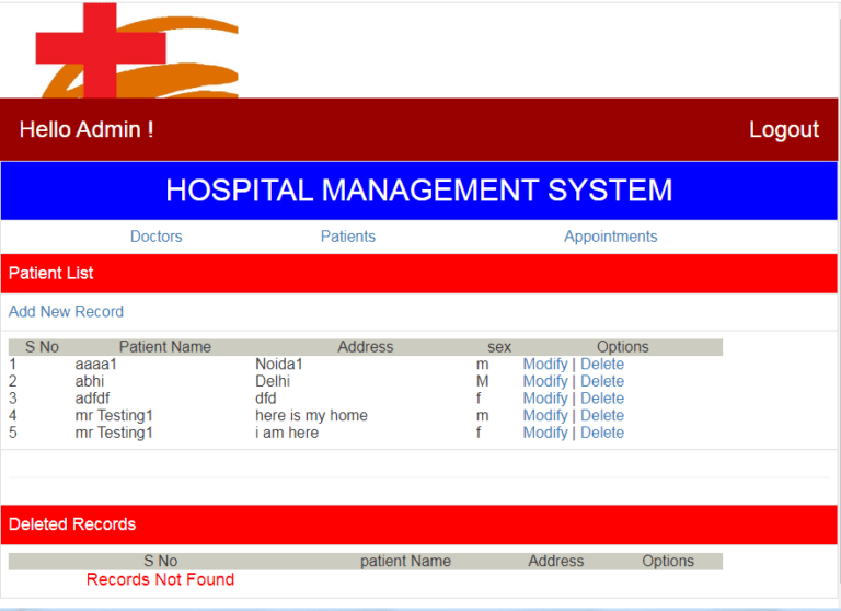 hospital management system php