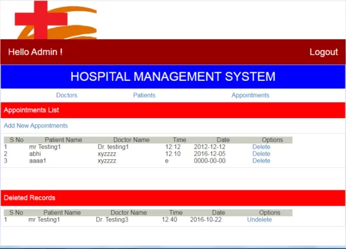 Hospital Management System - PHP Project