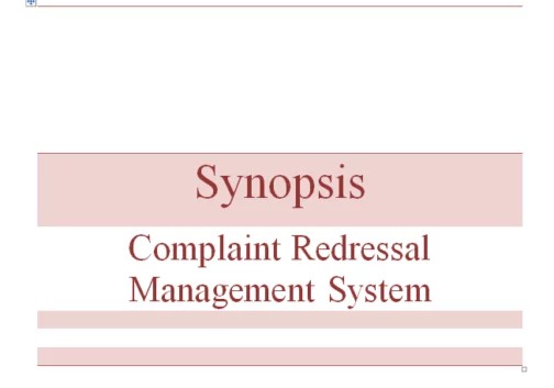 Online Complaint Redressal System - Project Synopsis
