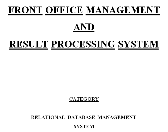 Front Office Student Management System - Project Report | The Digi Mart